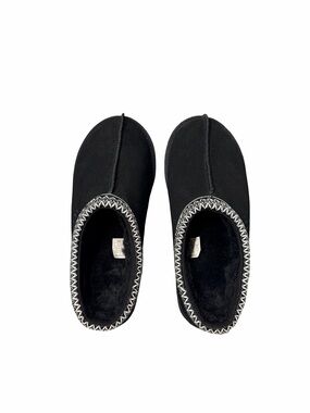 UGG Black Slip-On Women's Suede Slippers with Contrast Stitching